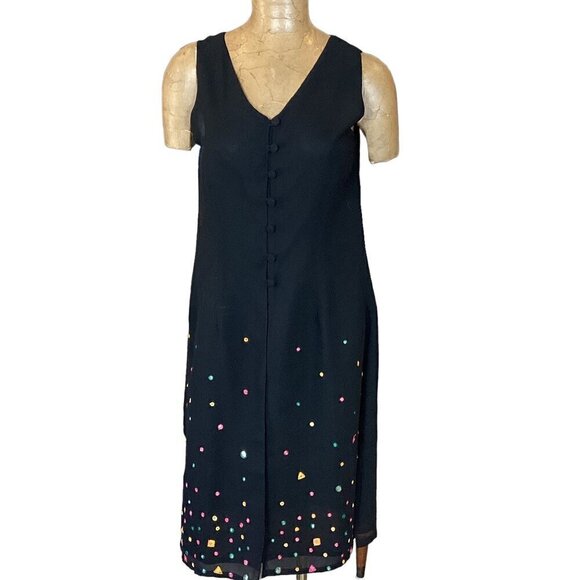 Parsley & Sage Sleeveless Midi Tunic Top Button-Up Slits Mirror Beads M #103M - Picture 1 of 8